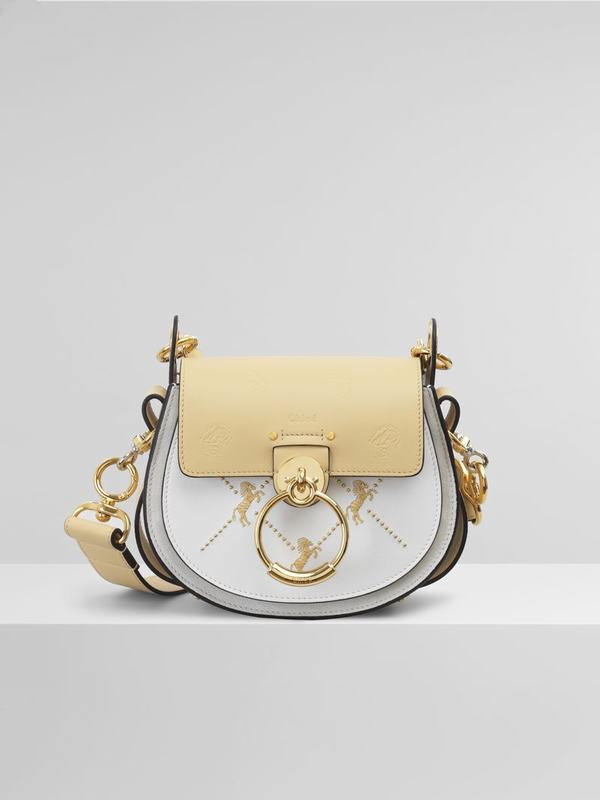 Chloé Bolsos Mujer Tess Blancas Suede Cowhide OENR54082